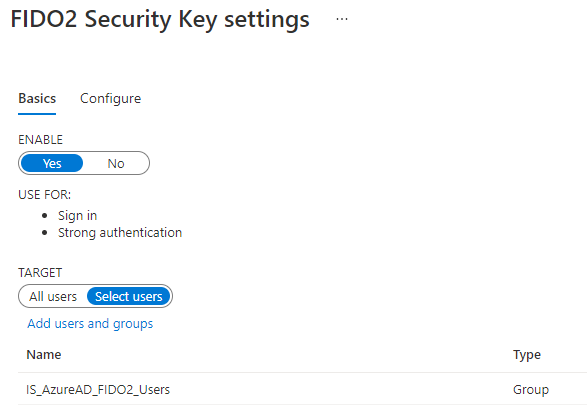 Azure AD Hybrid FIDO2 Security Key Sign-in